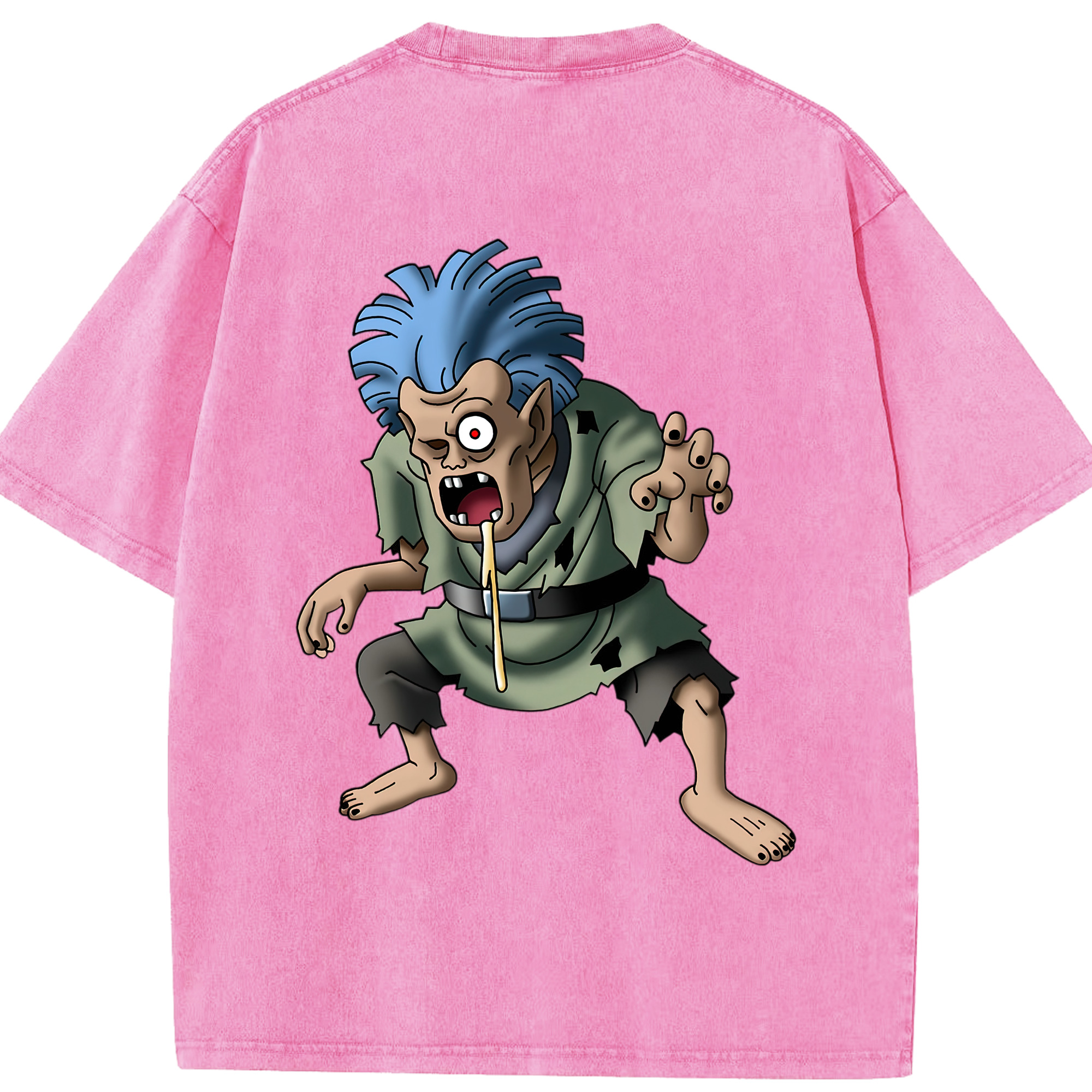 （画像用） ドラゴンクエスト Doragon Kuesuto Dragon Quest 綿100% ヴィンテージ風 半袖Tシャツ（背面プリント）